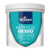 BLUEBIRD Heavy Gesso primer on canvas showing smooth coverage for acrylic painting