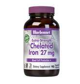 BlueBonnet Albion chelated iron bottle shows gentle iron support for daily iron needs