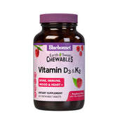 BlueBonnet Vitamin D3 & K2 EarthSweet Raspberry chewables may support immune mood and heart health