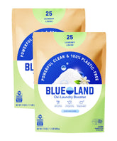 BLUELAND Oxi Laundry Booster refill 2-pack highlights plastic-free packaging and stain-fighting power.