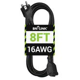 BN-LINK 8 ft extension cord for versatile indoor and outdoor power reach.