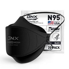 BNX N95 mask overview with tri-fold cup design for comfort and fit.