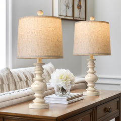 BOBOMOMO Tradition antique white lamp base adds vintage charm to your living room.