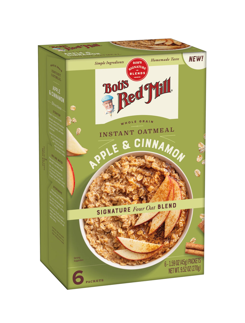 Bob's Red Mill Apple & Cinnamon instant oatmeal packet for a quick breakfast