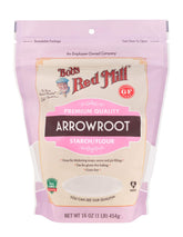 Bob's Red Mill Arrowroot Flour package showing a 16 oz bag for gluten-free baking