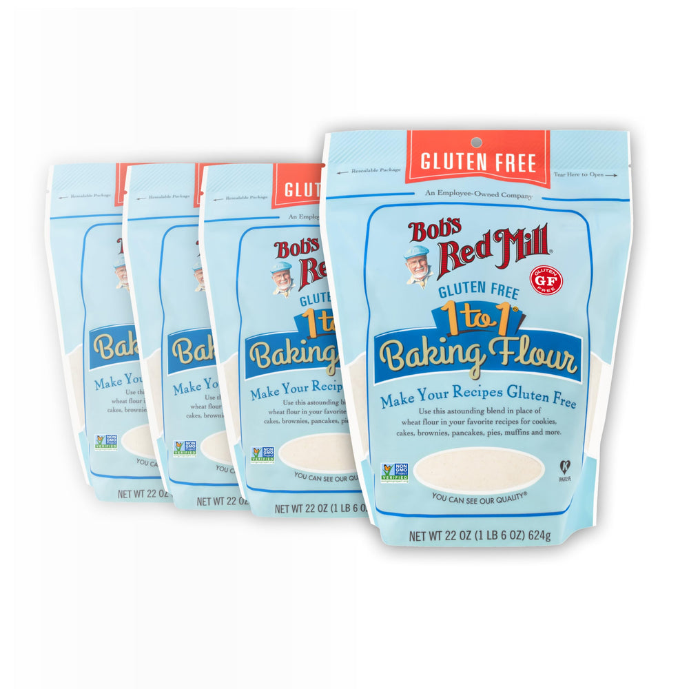 Bob's Red Mill gluten free 1to1 baking flour pack4 bags for easy gluten free baking.