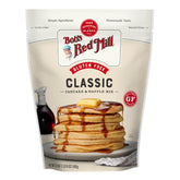 Bob's Red Mill Gluten Free Pancake Mix box on a counter, ready for a gluten-free breakfast