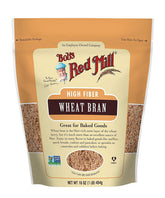 Bob's Red Mill high fiber wheat bran bag 1 highlights a fiber-rich ingredient for breakfasts and baking.
