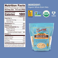 Bob's Red Mill Organic Extra Thick Oats porridge with creamy texture in pot