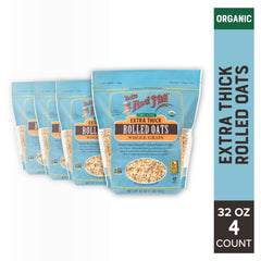 Bob's Red Mill Organic Extra Thick Oats spoon with measuring cup for portions