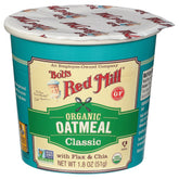 Bob's Red Mill Organic Gluten Free Oatmeal Cup with flax and chia, ready-to-eat breakfast.