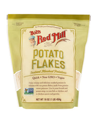 Bob's Red Mill Potato Flakes on a kitchen counter ready to use
