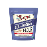 Bob's Red Mill Self-Rising Flour bag on kitchen counter for easy, no-measure baking