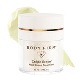 Body Firm Crepe Erase neck repair cream jar for moisturizing neck skin.