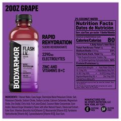 BodyARMOR Flash I.V. Grape bottle label close-up showing no artificial ingredients