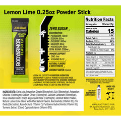 BodyArmor Flash IV lemon lime powder being dispensed for hydration