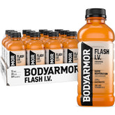 BODYARMOR Flash I.V. Orange bottle front showing electrolyte formula for hydration on the go