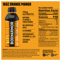 BODYARMOR Orange Mango bottle side view for on-the-go hydration during workouts