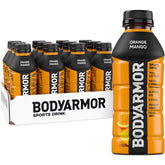BODYARMOR Orange Mango bottle front view highlighting natural flavors for hydration.