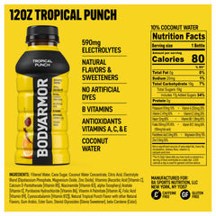 BODYARMOR Tropical Punch bottle side view emphasizes compact size for on the go hydration