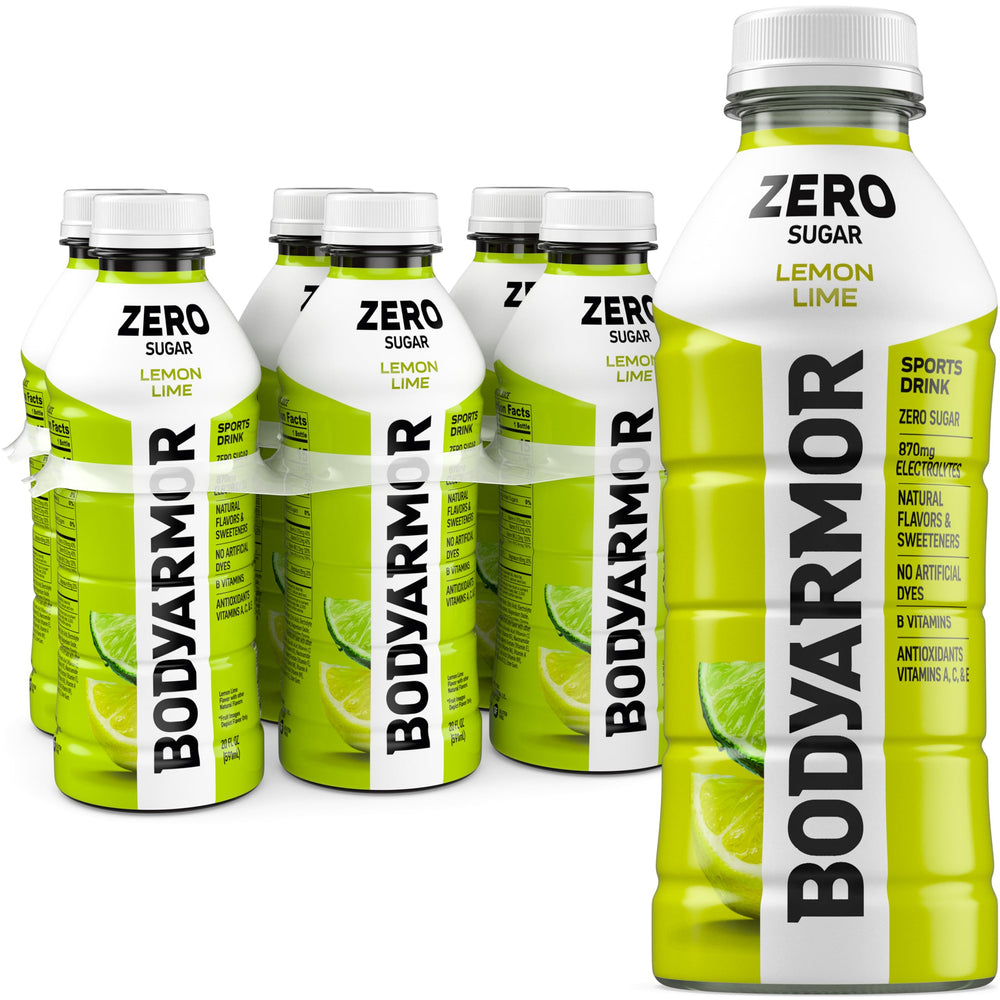 BodyArmor Zero Sugar Lemon Lime bottle for on-the-go hydration.