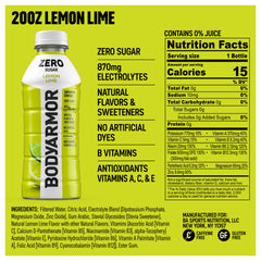 Pour of BodyArmor Zero Sugar Lemon Lime showing crisp lemon-lime flavor.