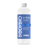 BodyBio e-lyte bottle poured for clean hydration after training.