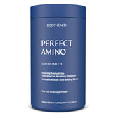 BodyHealth PerfectAmino bottle and packaging for easy, vegan tablets.