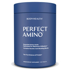 BodyHealth PerfectAmino bottle front shows essential amino acids for recovery