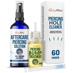 BodyJ4You piercing aftercare spray bottle for daily cleansing of new piercings.