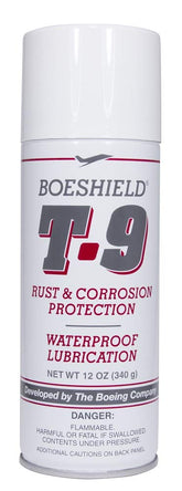 Boeshield T-9 spray on metal surfaces for rust protection.