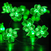 BOHON St Patrick's shamrocks string lights brighten mantels with festive green glow