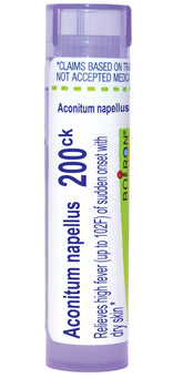 Boiron Aconitum Napellus 200Ck bottle-dispense for on-the-go fever relief.