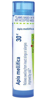 Boiron Apis Mellifica pellets in a compact tube for on-the-go swelling relief from insect bites.
