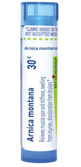 Boiron Arnica Montana 30C pellets in tube close-up for on-the-go relief