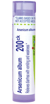 Boiron Arsenicum Album 200Ck bottle of 80 pellets for on-the-go relief.