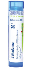 Boiron Belladonna 30C pellets in a tube for on-the-go relief.
