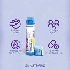 Boiron SleepCalm Kids tube close-up shows easy dose dispensing.