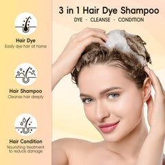 BOJICA Hair Dye Shampoo application on dry hair demonstrates quick color transformation