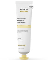 Boka fluoride-free toothpaste front-label highlights nano-hydroxyapatite enamel care.