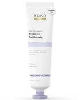 Boka fluoride-free toothpaste tube highlighting enamel care for daily use.