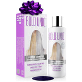 Bold Uniq Purple Shampoo counteracts yellow hues for cooler blonde tones.