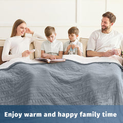 Bomova queen-size blanket highlighting long 14.44 ft power cord for flexible setup.