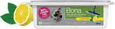 Bona disposable wet cleaning pad on a Bona mop for quick, effective spot cleaning.