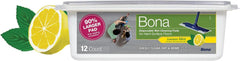 Bona disposable wet cleaning pad on a Bona mop for quick, effective spot cleaning.
