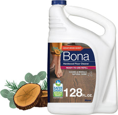 Bona hardwood floor cleaner refill bottle with cedar wood scent for easy refills.