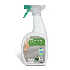 Bona Multi-Surface Floor Cleaner Spray bottle shown for residue-free, quick-drying cleaning.