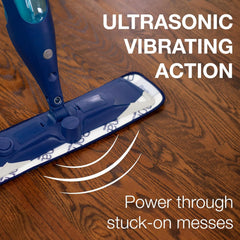 Bona PowerPlus deep-cleaner cartridge demonstrates residue-free cleaning on wood floors