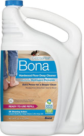 Bona PowerPlus deep cleaner refill being poured with splashless design for easy refilling