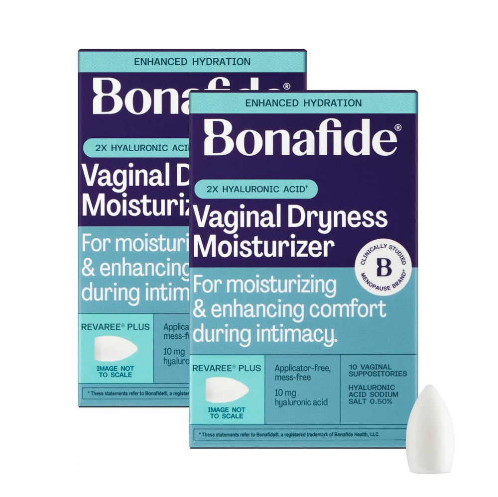 Bonafide Revaree Plus bottle front view showing long-lasting moisture from hyaluronic acid.